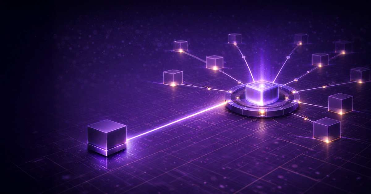 hub connecting digital cubes, visualizing a real estate investor network and capital flow system